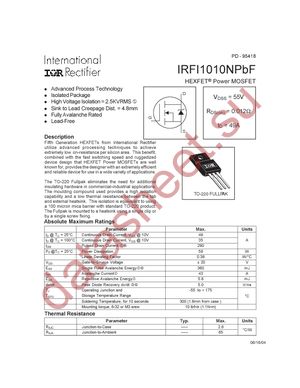 IRFI1010NPBF datasheet  
